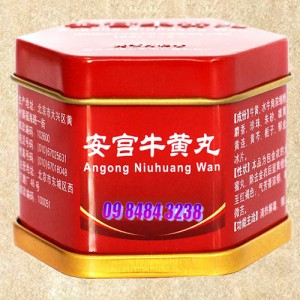Angong Niuhuang Wan ( An cung ngưu hoàng hoàn ) hộp thiếc màu đỏ Đồng Nhân Đường